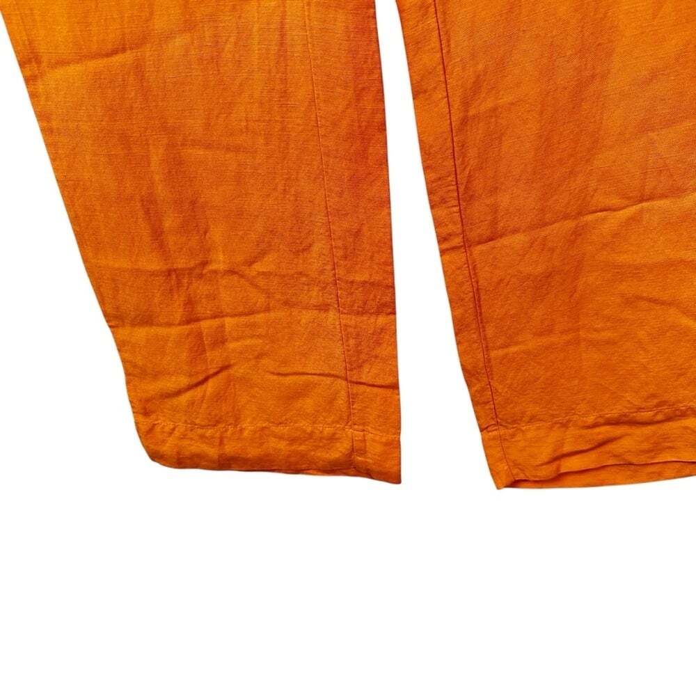 YEST Orange Linen Pants Women’s Size 6 Wide Leg Beachy Vacation Vibes Boho Chic - Picture 4 of 15